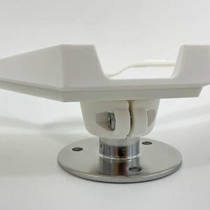 Starlink MIni marine mount screws into 1" VHF antenna mount for boats